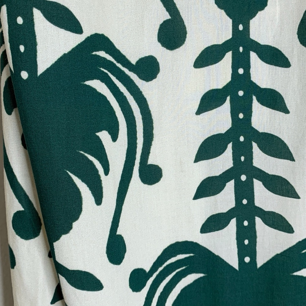 NEW Johanna Ortiz Keeper Maxi Dress (Sz 2) Shell Trim Cotton Poplin Ecru Green - Picture 15 of 16